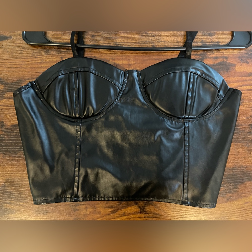 Windsor Black Faux Leather Crop Top